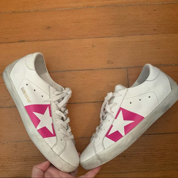 Golden Goose Shoes - Golden Goose Superstar Pink Detail Sneakers Size 9